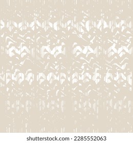Ikat Tie Dye Seamless Pattern. Contemporary Watercolor Japan Design. Shibory Rhombus Minimalism Background. Ethnic Monochrome Embroidery Imitation. China Beige and White Ink Geometric Art Print.