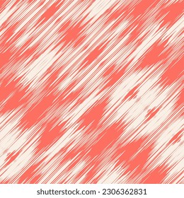 Ikat Tie Dye Seamless Pattern. Ink Geometric Art Print. Rose Red and Beige Shibory Rhombus Minimalism Background. Ethnic Monochrome Embroidery Imitation. Contemporary Watercolor Japan Design.