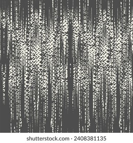 Ikat Tie Färbung Nahtlose Muster. Ethnische Monochrome-Stickereinachahmung. Tinte Geometrische Kunstdrucke. Zeitgenössische Aquarell Japan Design. Hintergrund des Minimalismus des weißen und schwarzen Shibory Rhombus.