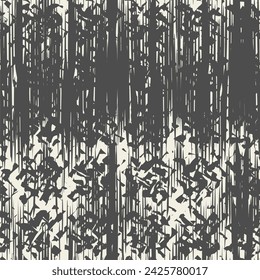 Ikat Tie Dye Seamless Pattern. Ethnic Monochrome Embroidery Imitation. White and Black Contemporary Watercolor Japan Design. Ink Geometric Art Print. Shibory Rhombus Minimalism Background.