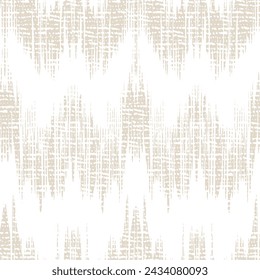 Patrón Ikat Tie Dye Seamless. Fondo De Minimalismo Shibory Rhombus. China Beige y blanco de la acuarela contemporánea Japón diseño. Impresión de arte geométrico de tinta. Imitación de bordado monocromo étnico.