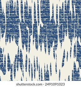 Ikat Tie Dye Seamless Pattern. Contemporary Watercolor Japan Design. Shibory Rhombus Minimalism Background. Ethnic Monochrome Embroidery Imitation. Ink Geometric Art Print. Indigo Blue and Beige