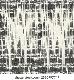 Patrón sin fisuras de tinte de lazo Ikat. Diseño contemporáneo de acuarela de Japón. Imitación de bordado monocromo étnico. Impresión de arte geométrico de tinta blanca y negra. Shibory Rhombus Minimalismo de fondo.