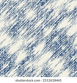 Ikat Tie Dye Seamless Pattern. Ethnic Monochrome Embroidery Imitation. Indigo Blue and Beige Contemporary Watercolor Japan Design. Shibory Rhombus Minimalism Background. Ink Geometric Art Print.
