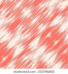 Ikat Tie Dye Seamless Pattern. Ethnic Monochrome Embroidery Imitation. Contemporary Watercolor Japan Design. Ink Geometric Art Print. Rose Red and Beige Shibory Rhombus Minimalism Background.