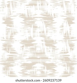 Ikat Tie Dye Seamless Pattern. Shibory Rhombus Minimalism Background. Ethnic Monochrome Embroidery Imitation. Ink Geometric Art Print. Contemporary Watercolor Japan Design. China Beige and White