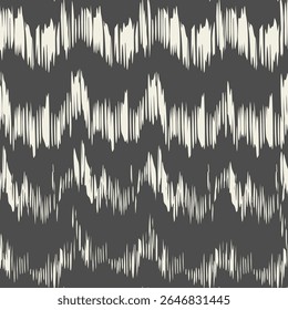 Ikat Tie Dye Seamless Pattern. Contemporary Watercolor Japan Design. Ink Geometric Art Print. White and Black Shibory Rhombus Minimalism Background. Ethnic Monochrome Embroidery Imitation.