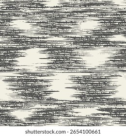 Ikat Tie Dye Seamless Pattern. Shibory Rhombus Minimalism Background. Contemporary Watercolor Japan Design. White and Black Ink Geometric Art Print. Ethnic Monochrome Embroidery Imitation.