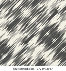 Patrón sin fisuras de tinte de lazo Ikat. Shibory Rhombus Minimalismo de fondo. Diseño contemporáneo de acuarela de Japón. Impresión de arte geométrico de tinta blanca y negra. Imitación de bordado monocromo étnico.