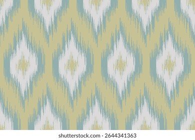 Ikat tie-dye boho vintage pattern seamless repeat vintage decor textile design organic handmade batik modern and trendy boho print green blue white. Design for Print, Texture, and Fabric