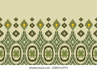 ikat traditional ethnic pattern design for light yellow background, rug, wallpaper, clothing, wrap, batik, fabric, sarong, Vector embroidery pattern