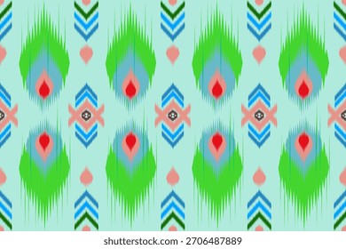 Ikat Patrón Tradicional Diseño Textil verde pastel