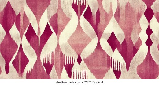 la corbata tribal de ikat los colores mueren flor papel de pared sin costura. Motif étnica hecha a mano bello arte Ikat. Arte de fondo étnico abstracto floral rosa. 