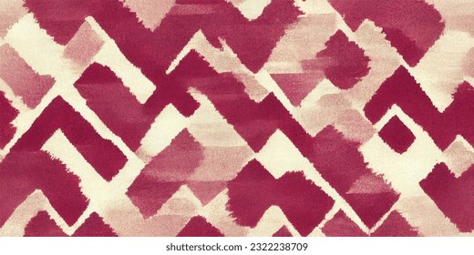 ikat tribal boho tie die colors flower seamless wallpaper. Motif ethnic handmade beautiful Ikat art. Ethnic abstract floral pink background art. 