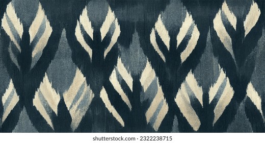 ikat tribal boho tie die colors flower seamless wallpaper. Motif ethnic handmade beautiful Ikat art. Ethnic abstract floral pink background art. 