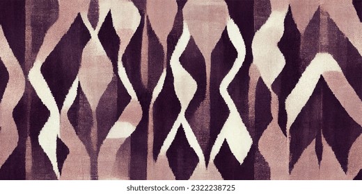 ikat tribal boho tie die colors flower seamless wallpaper. Motif ethnic handmade beautiful Ikat art. Ethnic abstract floral pink background art. 