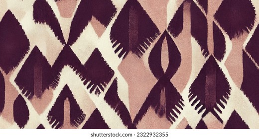 ikat tribal boho tie die colors flower seamless wallpaper. Motif ethnic handmade beautiful Ikat art. Ethnic abstract floral pink background art. 