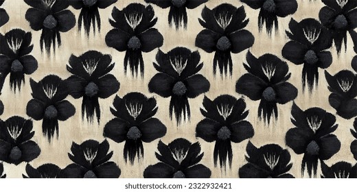 ikat tribal boho tie die colors flower seamless wallpaper. Motif ethnic handmade beautiful Ikat art. Ethnic abstract floral pink background art. 