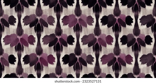 ikat tribal boho tie die colors flower seamless wallpaper. Motif ethnic handmade beautiful Ikat art. Ethnic abstract floral pink background art. 