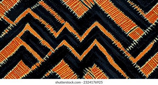 ikat tribal boho tie die colors flower seamless wallpaper. Motif ethnic handmade beautiful Ikat art. Ethnic abstract floral pink background art. 
