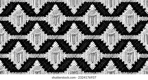 ikat tribal boho tie die colors flower seamless wallpaper. Motif ethnic handmade beautiful Ikat art. Ethnic abstract floral pink background art. 
