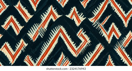 ikat tribal boho tie die colors flower seamless wallpaper. Motif ethnic handmade beautiful Ikat art. Ethnic abstract floral pink background art. 
