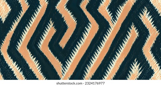 ikat tribal boho tie die colors flower seamless wallpaper. Motif ethnic handmade beautiful Ikat art. Ethnic abstract floral pink background art. 
