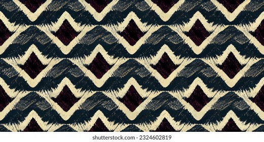 ikat tribal boho tie die colors flower seamless wallpaper. Motif ethnic handmade beautiful Ikat art. Ethnic abstract floral pink background art.