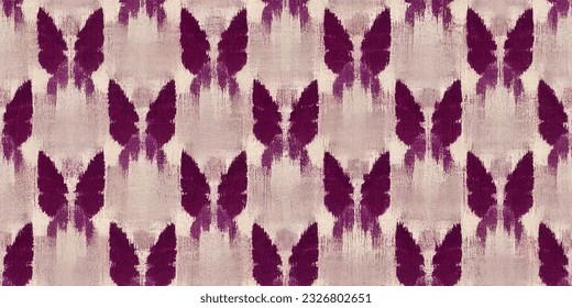 ikat tribal boho tie die colors flower seamless wallpaper. Motif ethnic handmade beautiful Ikat art. Ethnic abstract floral pink background art. 