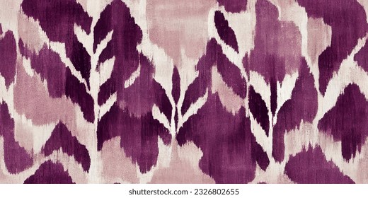 ikat tribal boho tie die colors flower seamless wallpaper. Motif ethnic handmade beautiful Ikat art. Ethnic abstract floral pink background art. 