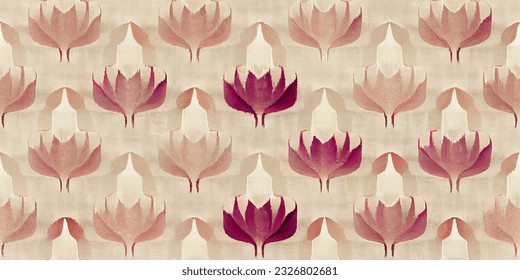 ikat tribal boho tie die colors flower seamless wallpaper. Motif ethnic handmade beautiful Ikat art. Ethnic abstract floral pink background art. 