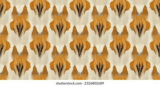 ikat tribal boho tie die colors flower seamless wallpaper. Motif ethnic handmade beautiful Ikat art. Ethnic abstract floral pink background art. 