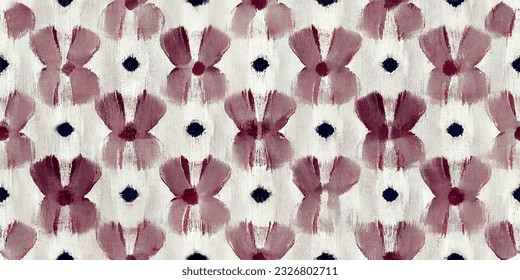 ikat tribal boho tie die colors flower seamless wallpaper. Motif ethnic handmade beautiful Ikat art. Ethnic abstract floral pink background art. 