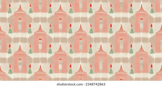 La tribal del Ikat, la corbata del boho, los colores de la mueca florida, papel de pared sin costura. Motif étnica hecha a mano bello arte Ikat. Arte de fondo étnico abstracto floral rosa. 