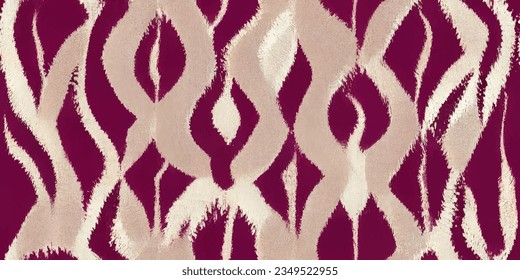 La tribal del Ikat, la corbata del boho, los colores de la mueca florida, papel de pared sin costura. Motif, arte Ikat hermoso hecho a mano.