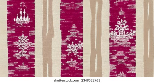 La tribal del Ikat, la corbata del boho, los colores de la mueca florida, papel de pared sin costura. Motif, arte Ikat hermoso hecho a mano.