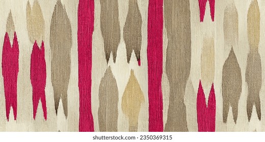 La tribal del Ikat, la corbata del boho, los colores de la mueca florida, papel de pared sin costura. Motif étnica hecha a mano bello arte Ikat. Arte de fondo étnico abstracto floral rosa. 