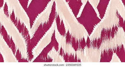 La tribal del Ikat, la corbata del boho, los colores de la mueca florida, papel de pared sin costura. Motif étnica hecha a mano bello arte Ikat. Arte de fondo étnico abstracto floral rosa. 