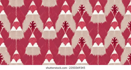 La tribal del Ikat, la corbata del boho, los colores de la mueca florida, papel de pared sin costura. Motif étnica hecha a mano bello arte Ikat. Arte de fondo étnico abstracto floral rosa. 