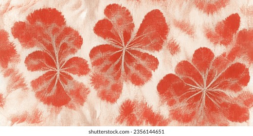 ikat tribal boho tie die colors flower seamless wallpaper. Motif ethnic handmade beautiful Ikat art. Ethnic abstract floral pink background art.