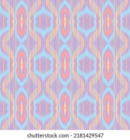 Ikat tribal floral seamless pattern. Ethnic Aztec fabric carpet ornament native boho chevron 