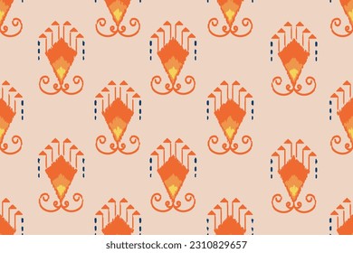 Ikat tribal geometric ethnic seamless pattern. Ornament. Native American, African, Mexican style. Design for clothing, fabric, wrapping, wallpaper, textile, tile, home decor, accessories, carpet.