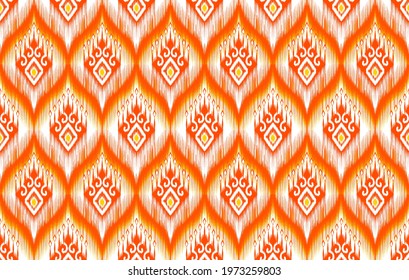 Ikat tribal Indian seamless pattern design. Ethnic ethnic tribal native African American textile decoration wallpaper. Geometric vector illustrations background.