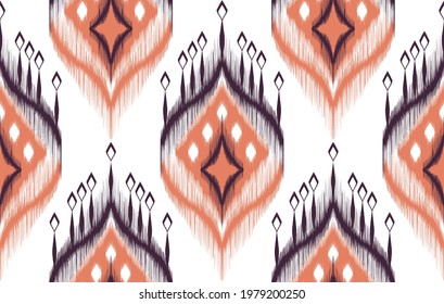 Ikat tribal Indian seamless pattern design. Ethnic Aztec fabric carpet mandala ornament native boho chevron textile patterns decoration. Geometric African American vector illustrations pattern.