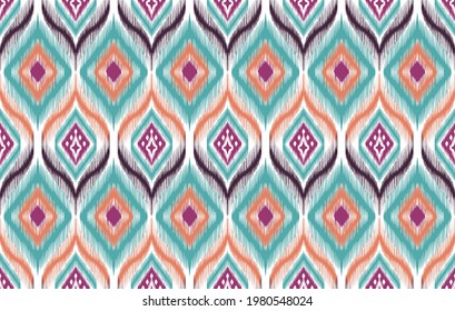 Ikat Stamm Indische nahtlose Muster Design. Ethnische Azteken-Stoffteppich Mandala Ornament native boho chevron Textil-Muster Dekoration. Geometrisches afroamerikanisches Vektorgrafik-Muster.