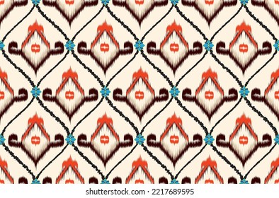 Patrón indio sin fisuras de la tribu Ikat. Alfombra de tela azteca étnica mandala adorno nado boho chevron nativo textil.Geométricas ilustraciones de vector oriental oriental de afroamericanos transdérmicos. Estilo bordado.