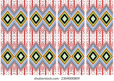 Patrón indio sin fisuras de la tribu Ikat. Alfombra de tela azteca étnica mandala adorno nado boho chevron nativo textil.Geométricas ilustraciones de vector oriental oriental de afroamericanos transdérmicos. Estilo bordado. An