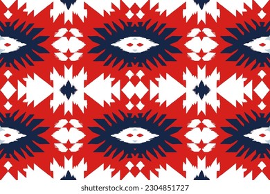 Patrón indio sin fisuras de la tribu Ikat. Tela de origen azteca tradicional de la antigua tribu de la tribu de la tradición, línea gráfica abstracta. Elegante estilo retro vintage de lujo. Fondo textil de textura.