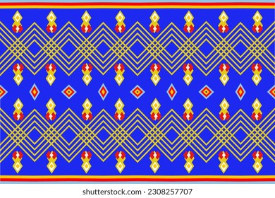 Ikat tribal Indian seamless pattern. Ethnic Aztec fabric carpet mandala ornament native boho chevron textile.Geometric African American oriental tranditional vector illustrations. Embroidery style. An