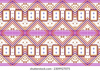 Patrón indio sin fisuras de la tribu Ikat. Alfombra de tela azteca étnica mandala adorno nado boho chevron nativo textil.Geométricas ilustraciones de vector oriental oriental de afroamericanos transdérmicos. Estilo bordado. An